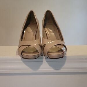 Nickels Cream Peeptoe Heels